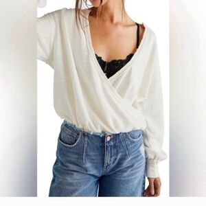We The Free People Shirt Womens LARGE White Anyways Sup Blouse